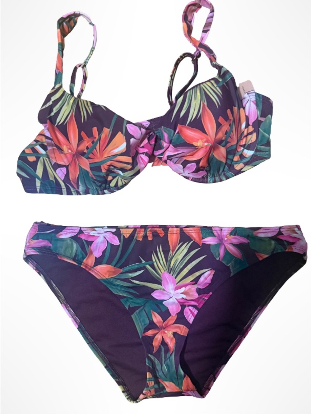 Shade & Shore Purple Tropical Floral Bikini Set - Picture 2 of 7